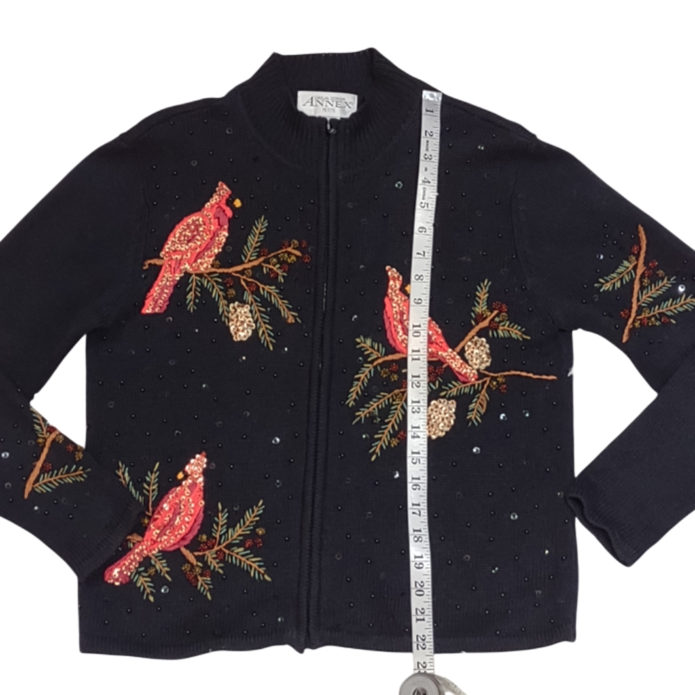Vintage 80s Cardinal Sweater Zip Up Casual Corner Annex Medium Petite - Picture 9 of 12
